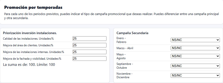 Decisiones — Promoción por temporadas